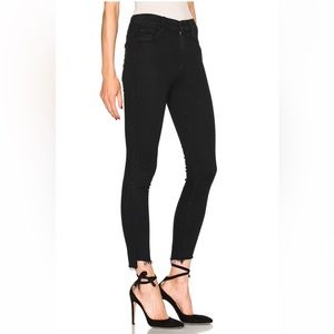 MOTHER DENIM Black Stunner Zip Ankle Step Fray in Not Guilty Wash Size 25